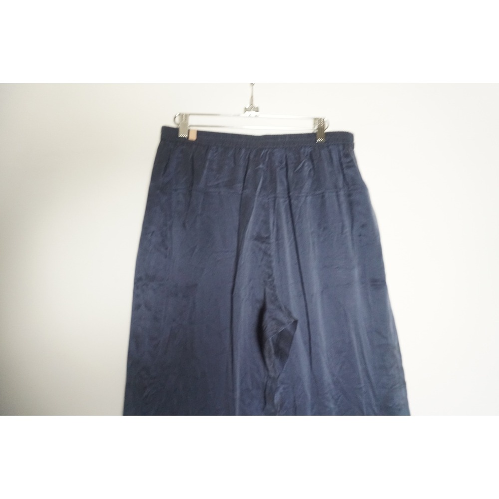 Lunya Good In Bed Washable Silk Wide Leg Pants Navy Blue Lounge Trousers L/XL - Picture 5 of 8